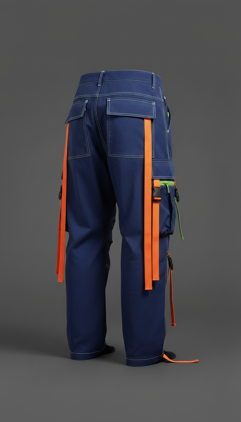 Alternate angle view of Oversized Cargo Pants with Vibrant Accents
