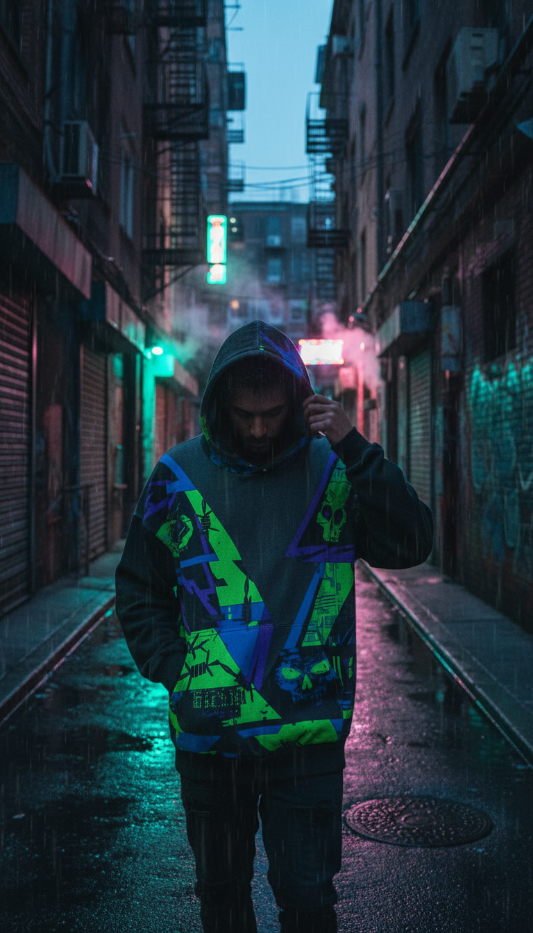 Graphic Print Hoodie in use